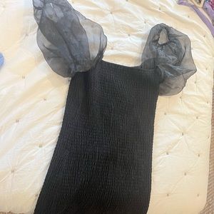 Forever 21 mini puff sleeve black dress